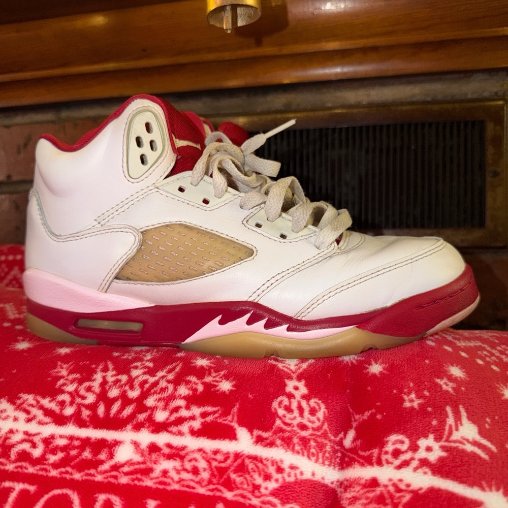 Red and White High-Top Sneakers